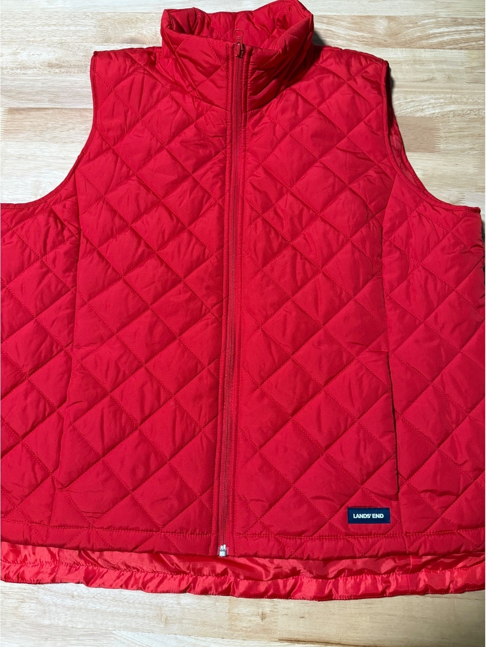 Lands’ End Women’s XL Petite 18 Red Quilted Puffer Vest